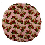 vintage strawberries Large 18  Premium Round Cushion 