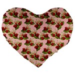 vintage strawberries Large 19  Premium Heart Shape Cushion