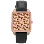 vintage strawberries Rose Gold Leather Watch 