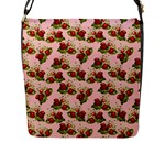 vintage strawberries Flap Closure Messenger Bag (L)