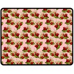 vintage strawberries Double Sided Fleece Blanket (Medium)