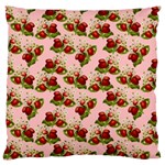 vintage strawberries Large Flano Cushion Case (One Side)