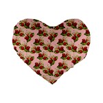 vintage strawberries Standard 16  Premium Flano Heart Shape Cushion 