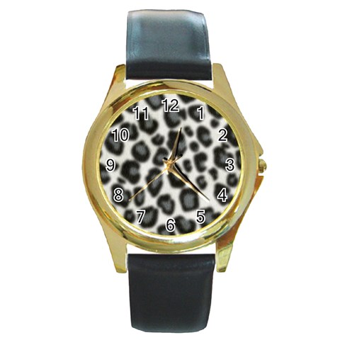 an_texture02 Round Gold Metal Watch from ArtsNow.com Front