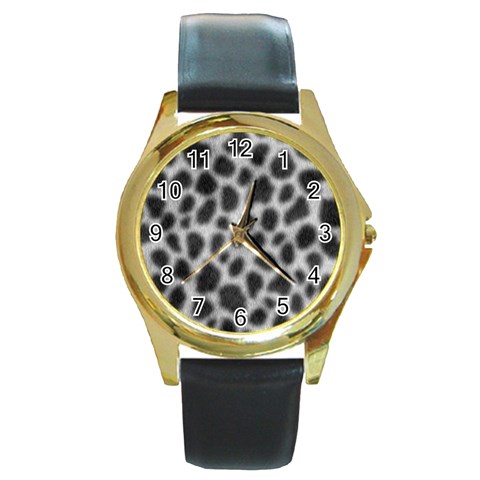 an_texture14 Round Gold Metal Watch from ArtsNow.com Front