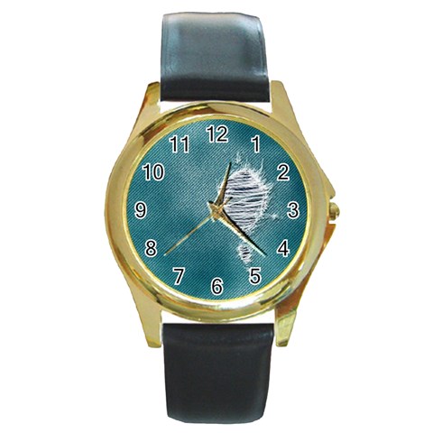 fa_texture08 Round Gold Metal Watch from ArtsNow.com Front