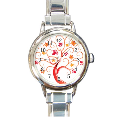 tree008 Round Italian Charm Watch from ArtsNow.com Front