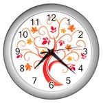 tree008 Wall Clock (Silver)