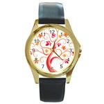 tree008 Round Gold Metal Watch