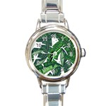 Banana Leaf Round Italian Charm Watch