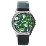 Banana Leaf Round Metal Watch