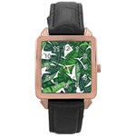 Banana Leaf Rose Gold Leather Watch 