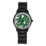 Banana Leaf Stainless Steel Round Watch