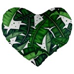 Banana Leaf Large 19  Premium Flano Heart Shape Cushion