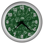 back to school doodles Wall Clock (Silver)