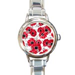 love poppies Round Italian Charm Watch