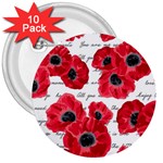 love poppies 3  Button (10 pack)