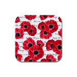 love poppies Rubber Square Coaster (4 pack)