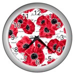 love poppies Wall Clock (Silver)