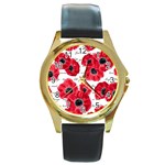 love poppies Round Gold Metal Watch