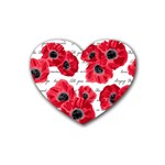 love poppies Rubber Heart Coaster (4 pack)