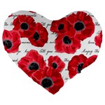 love poppies Large 19  Premium Heart Shape Cushion