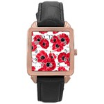 love poppies Rose Gold Leather Watch 