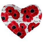 love poppies Large 19  Premium Flano Heart Shape Cushion