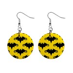 yellow bats 1  Button Earrings