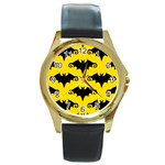 yellow bats Round Gold Metal Watch