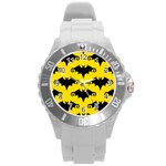 yellow bats Round Plastic Sport Watch (L)