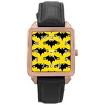 yellow bats Rose Gold Leather Watch 