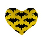 yellow bats Standard 16  Premium Flano Heart Shape Cushion 