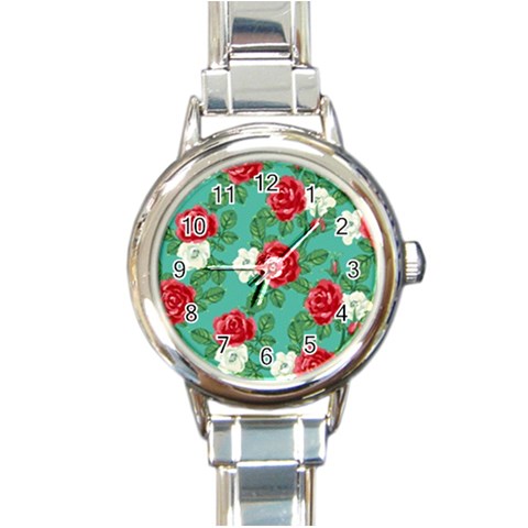 fa_texture36 Round Italian Charm Watch from ArtsNow.com Front