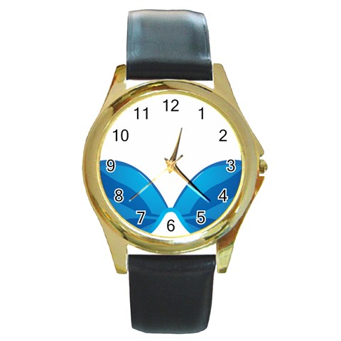 swim Round Gold Metal Watch from ArtsNow.com Front