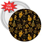 Gold snowman 3  Button (100 pack)