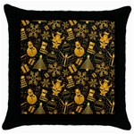 Gold snowman Throw Pillow Case (Black)