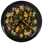 Gold snowman Wall Clock (Black)