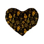 Gold snowman Standard 16  Premium Heart Shape Cushion 