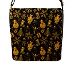 Gold snowman Flap Closure Messenger Bag (L)