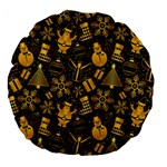 Gold snowman Large 18  Premium Flano Round Cushion 