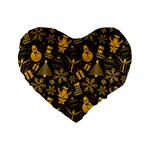 Gold snowman Standard 16  Premium Flano Heart Shape Cushion 