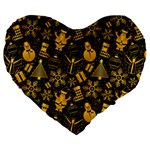 Gold snowman Large 19  Premium Flano Heart Shape Cushion