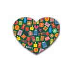 Christmas Presents Rubber Heart Coaster (4 pack)