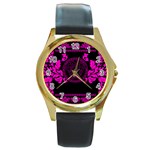 pink Medusa Round Gold Metal Watch