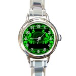 lime green Medusa Round Italian Charm Watch