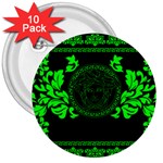 lime green Medusa 3  Button (10 pack)