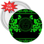 lime green Medusa 3  Button (100 pack)