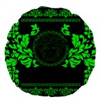 lime green Medusa Large 18  Premium Round Cushion 