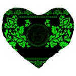 lime green Medusa Large 19  Premium Heart Shape Cushion